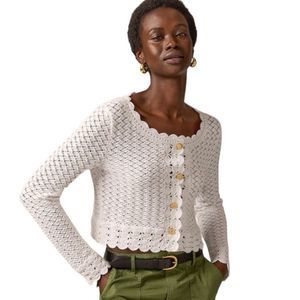 J. Crew White Cropped Cardigan